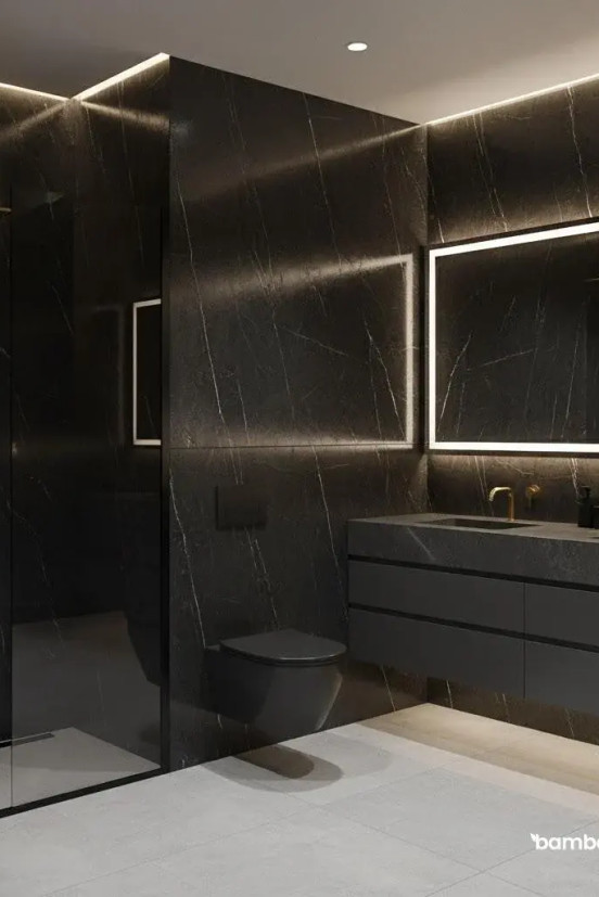 Wandpaneel Natuursteen & Marmer Look, Lauren Zwart (Mat) Wandpaneel Natuursteen & Marmer Look, Lauren Zwart (Mat)