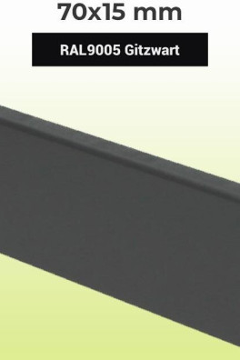 MDF Plint Gitzwart RAL9005 70x15mm