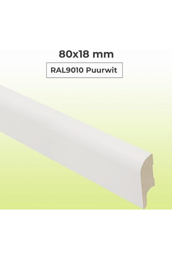 MDF Plint Halfrond RAL9010 80x18mm MDF Plint Halfrond RAL9010 80x18mm