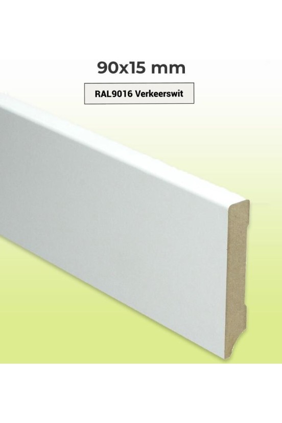MDF Plint Wit RAL9016 90x15mm MDF Plint Wit RAL9016 90x15mm
