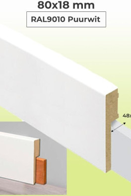 MDF Renovatieplint RAL9010 80x18mm