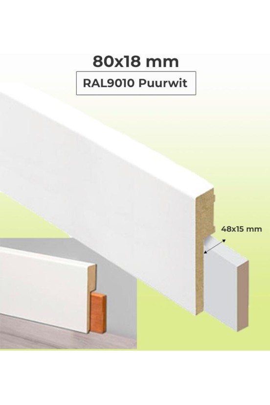 MDF Renovatieplint RAL9010 80x18mm MDF Renovatieplint RAL9010 80x18mm